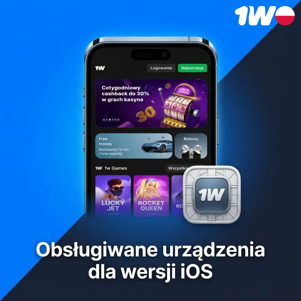 Lista obsługiwanych urządzeń Apple dla aplikacji 1w na iOS, w tym iPhone i iPad z przeglądarką Safari