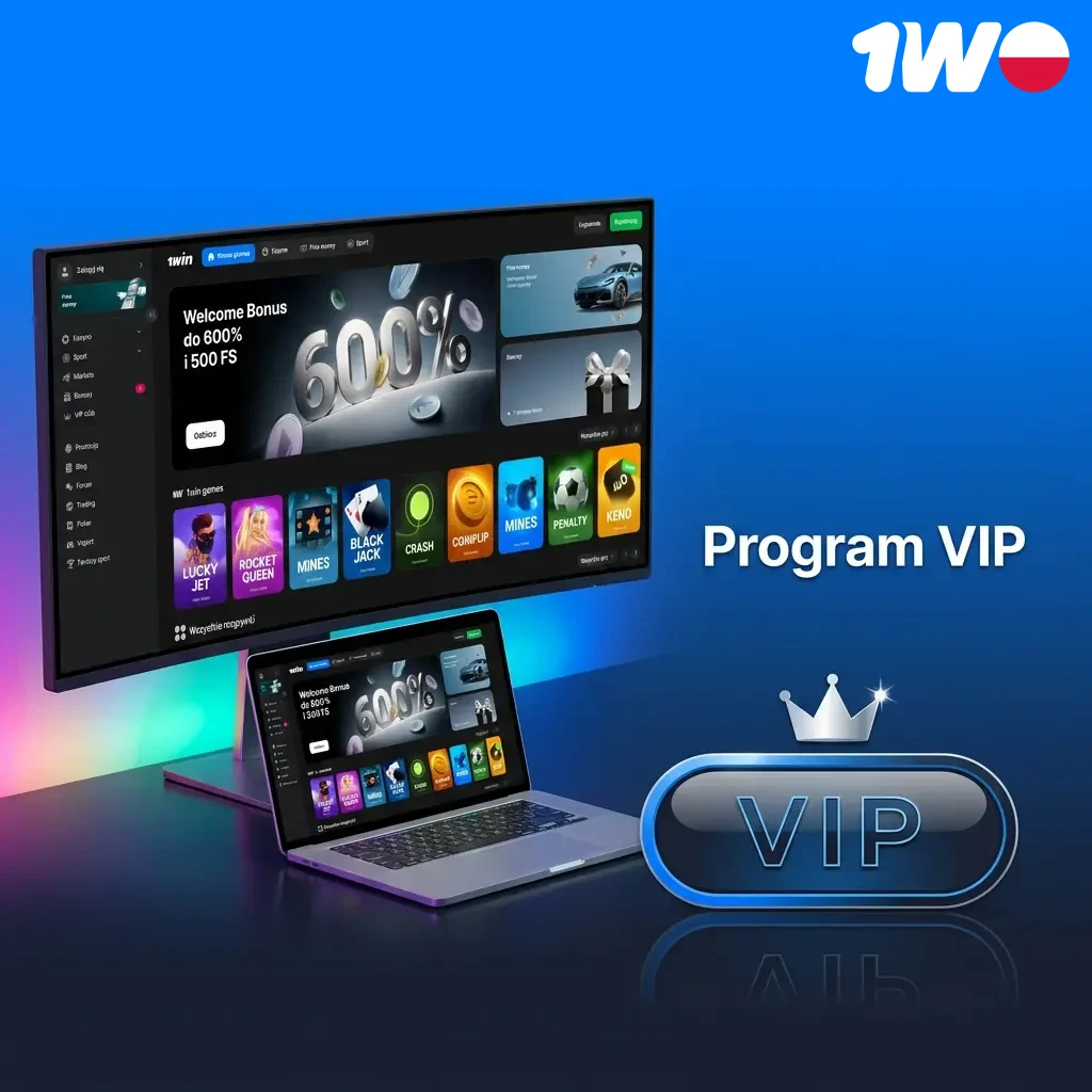 Dołącz do programu VIP w 1w, odbieraj ekskluzywne bonusy za aktywną grę.