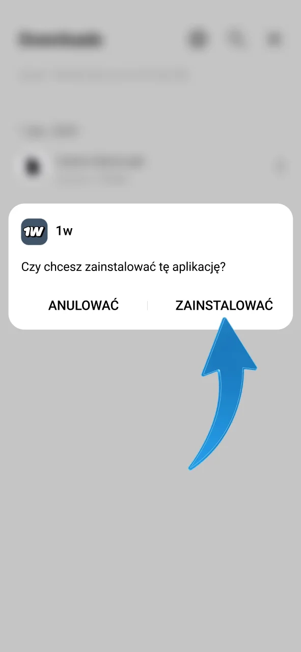 Uruchom instalację pliku APK 1w, kliknij przycisk instaluj i poczekaj na zakończenie.