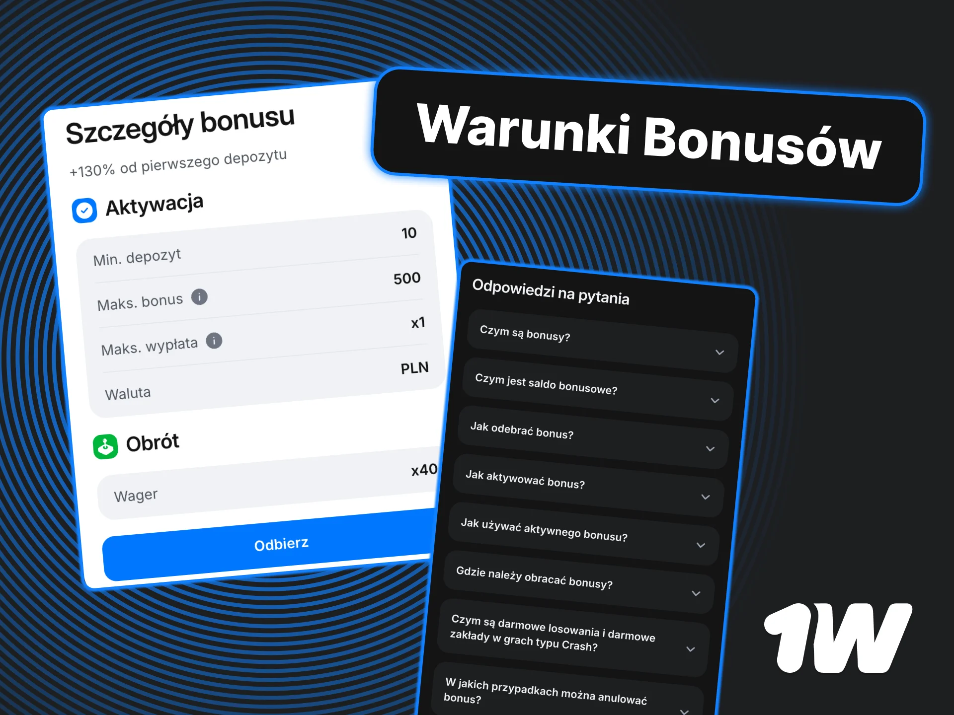 Sprawdź zasady bonusów w 1w, dowiedz się jak spełnić wymóg obrotu.