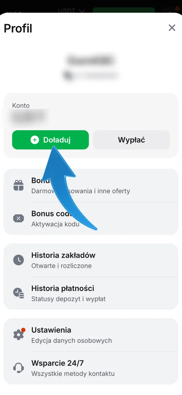 Przejdź do sekcji Kasa w 1w, znajdź panel wpłat i sprawdź dostępne metody płatności.