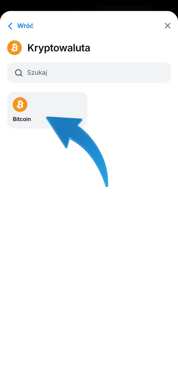 Wybierz metodę wypłaty w 1w, wskaż Bitcoin lub Ethereum i podaj adres portfela.