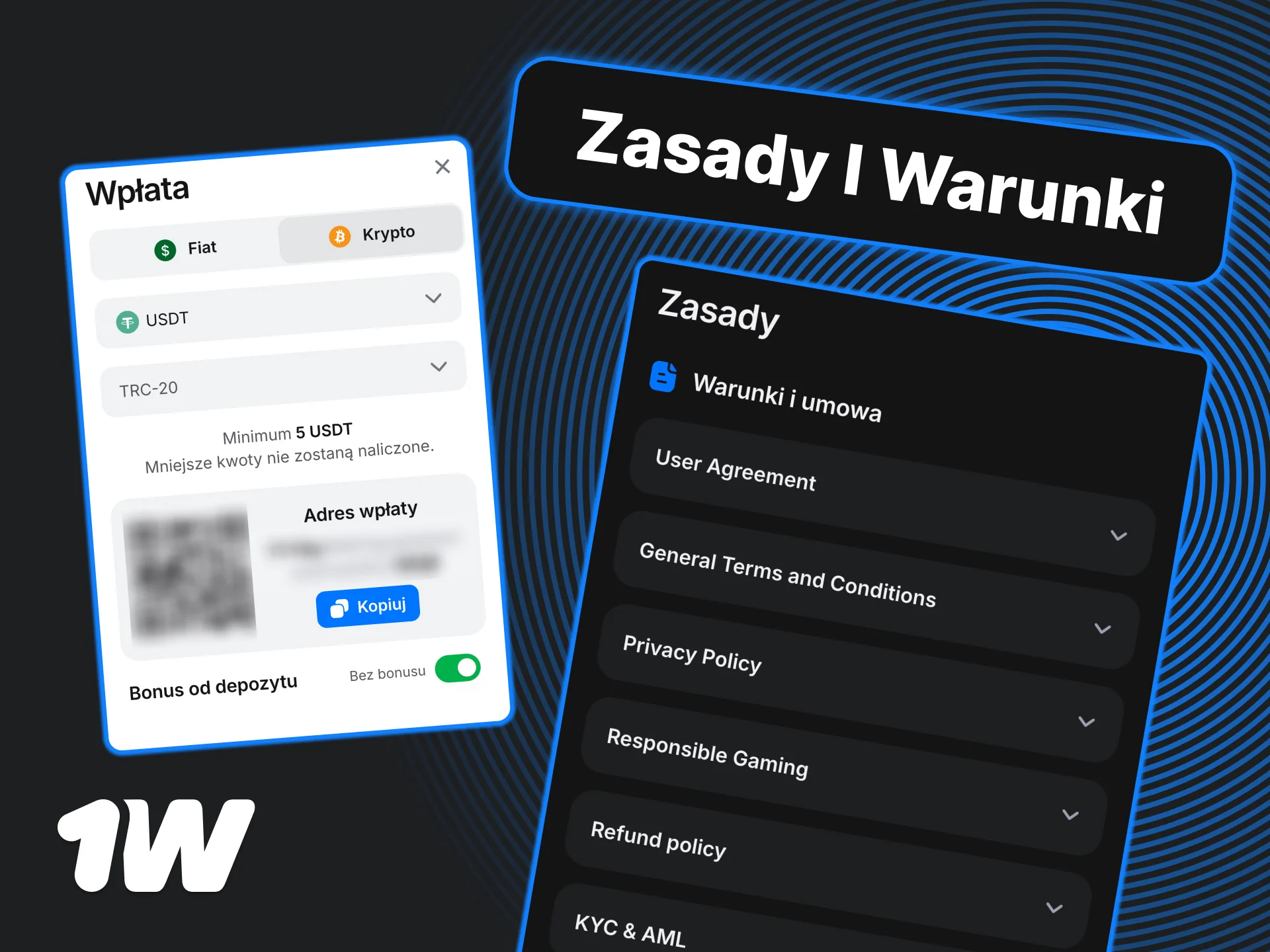 Poznaj zasady płatności w 1w, wpłacaj i wypłacaj środki bezpiecznie.