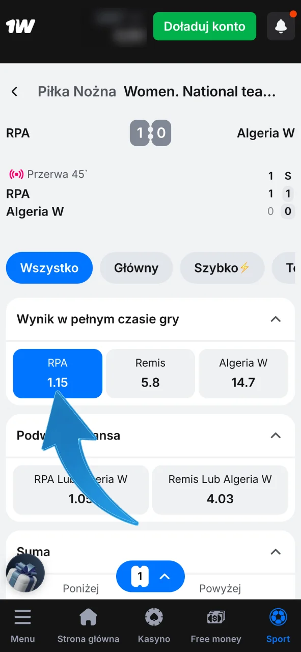 Wybierz ligę piłkarską w 1w, sprawdź ofertę na Ligę Mistrzów i znajdź swój mecz.