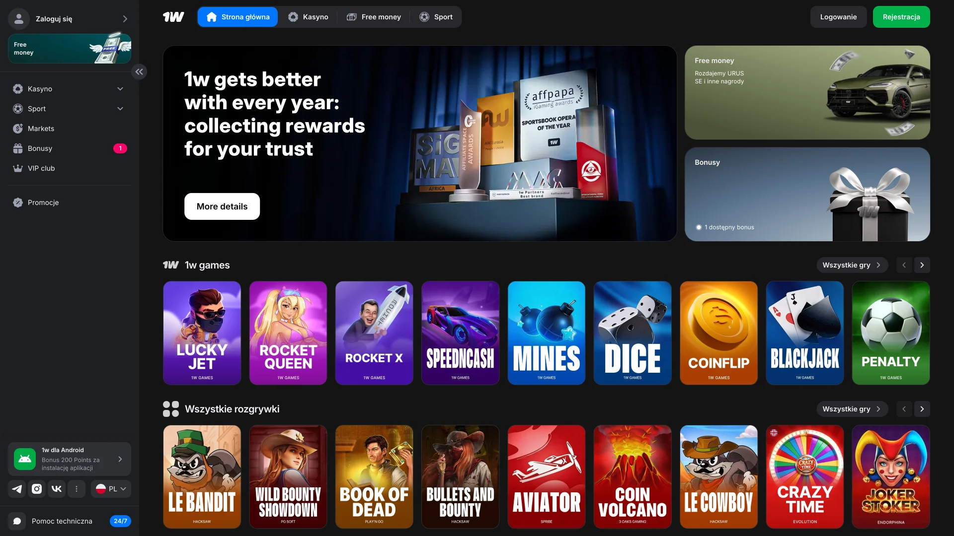 Zobacz stronę główną 1w, sprawdź aktualne promocje i zacznij grę na platformie.